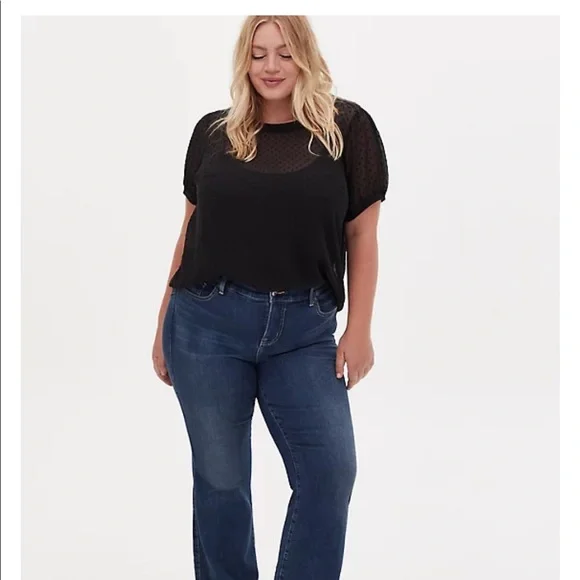 Torrid black chiffon crinkle polka dot blouse - Size 1 (xxl) - Picture 3 of 4